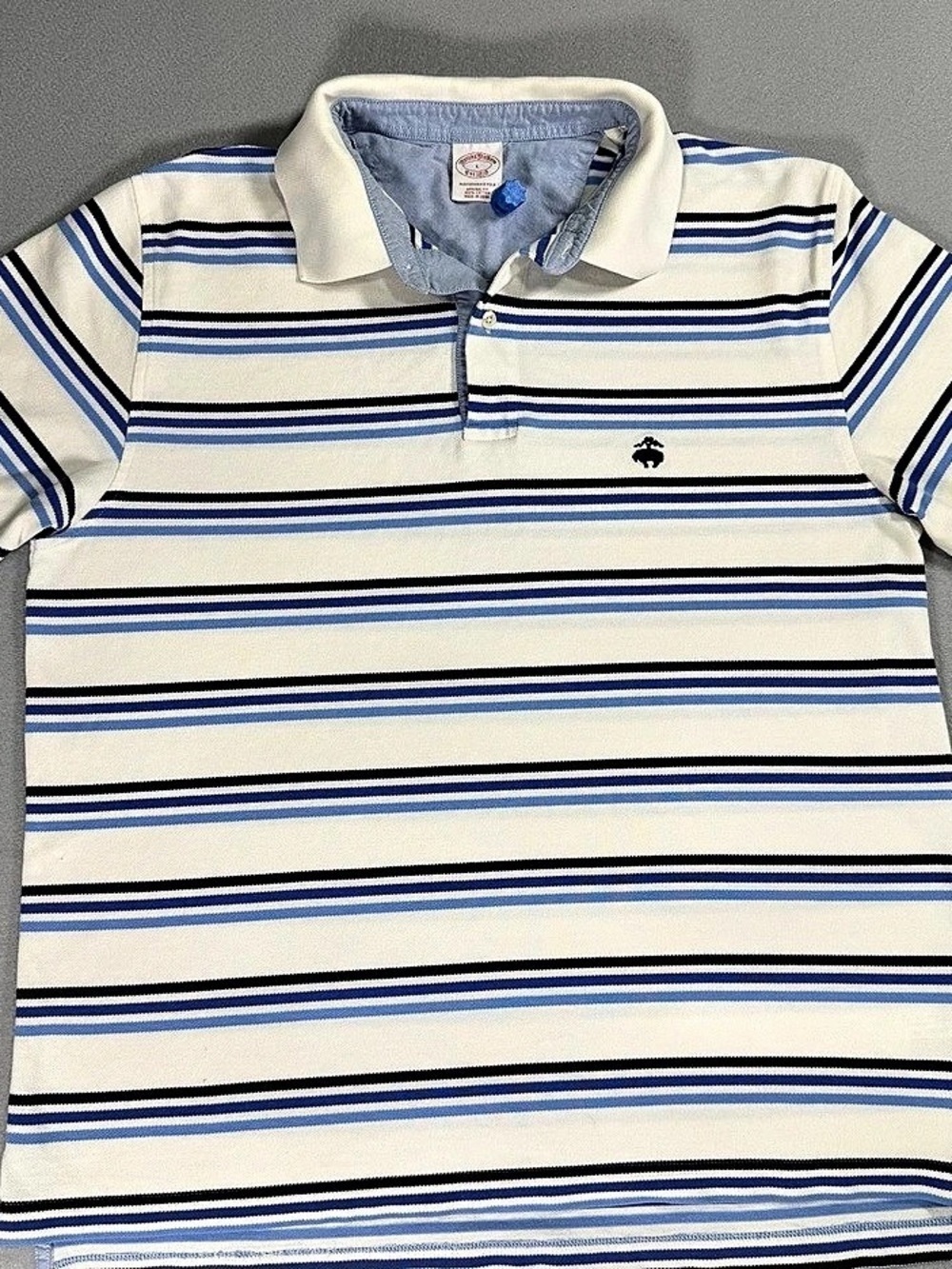 Penguin Men's Striped Cotton Polo in White & Blue